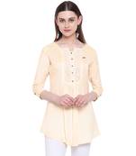 Cream embroidered rayon short-kurtis