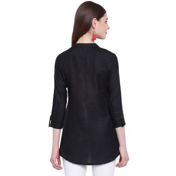 Black embroidered rayon short-kurtis 2