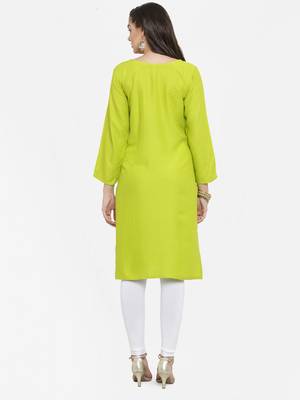 Green embroidered rayon ethnic-kurtis 2