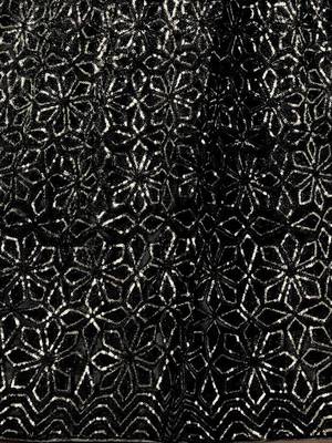 Black zari net unstitched lehenga 4
