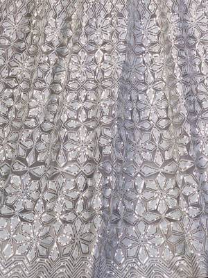 Grey zari net unstitched lehenga 4