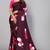 Burgundy printed satin saree with blouse