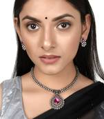 Silver crystal necklace-sets
