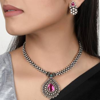 Silver crystal necklace-sets 2