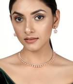Pink cubic zirconia necklace-sets