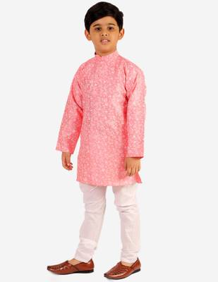 Pink Stripes SIlk Jacquard Kurta Pajama Set // Traditional Wear 1