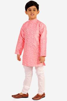 Pink Stripes SIlk Jacquard Kurta Pajama Set // Traditional Wear