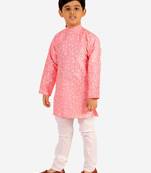 Pink Stripes SIlk Jacquard Kurta Pajama Set // Traditional Wear