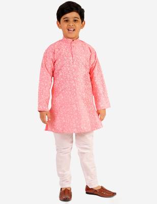 Pink Stripes SIlk Jacquard Kurta Pajama Set // Traditional Wear 2