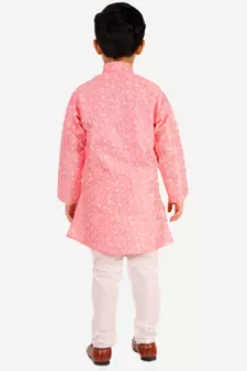 Pink Stripes SIlk Jacquard Kurta Pajama Set // Traditional Wear
