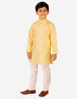 Yellow Stripes SIlk Jacquard Kurta Pajama Set // Traditional Wear 2