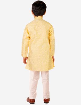 Yellow Stripes SIlk Jacquard Kurta Pajama Set // Traditional Wear 4