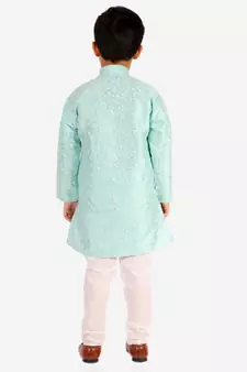 Firozi Stripes SIlk Jacquard Kurta Pajama Set // Traditional Wear