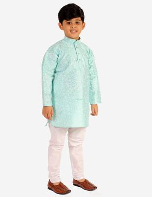 Firozi Stripes SIlk Jacquard Kurta Pajama Set // Traditional Wear 4