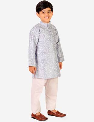 Sky Blue Stripes SIlk Jacquard Kurta Pajama Set // Traditional Wear 1