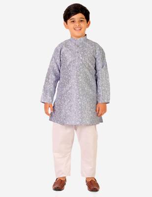 Sky Blue Stripes SIlk Jacquard Kurta Pajama Set // Traditional Wear 3