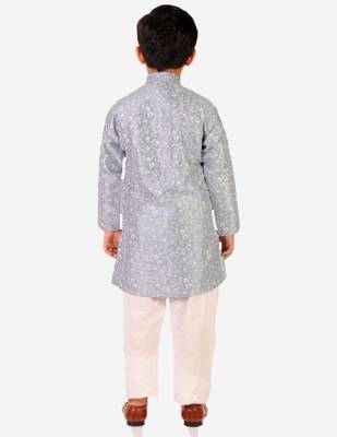 Sky Blue Stripes SIlk Jacquard Kurta Pajama Set // Traditional Wear 4