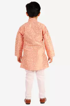 Orange Stripes SIlk Jacquard Kurta Pajama Set // Traditional Wear