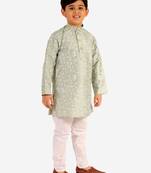 Green Stripes SIlk Jacquard Kurta Pajama Set // Traditional Wear