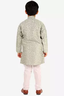 Green Stripes SIlk Jacquard Kurta Pajama Set // Traditional Wear
