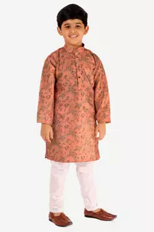 Pink Stripes SIlk Jacquard Kurta Pajama Set // Traditional Wear