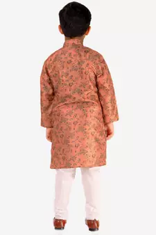 Pink Stripes SIlk Jacquard Kurta Pajama Set // Traditional Wear
