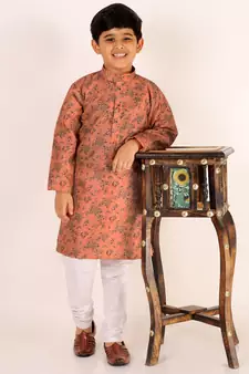 Pink Stripes SIlk Jacquard Kurta Pajama Set // Traditional Wear