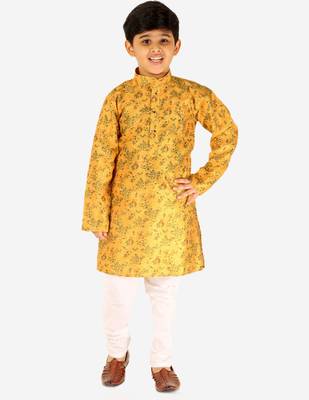 Yellow Stripes SIlk Jacquard Kurta Pajama Set // Traditional Wear 3