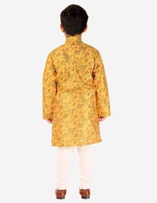 Yellow Stripes SIlk Jacquard Kurta Pajama Set // Traditional Wear 5