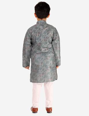 Grey Stripes SIlk Jacquard Kurta Pajama Set // Traditional Wear 4