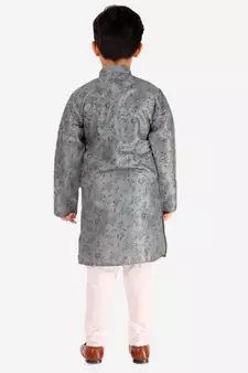 Grey Stripes SIlk Jacquard Kurta Pajama Set // Traditional Wear