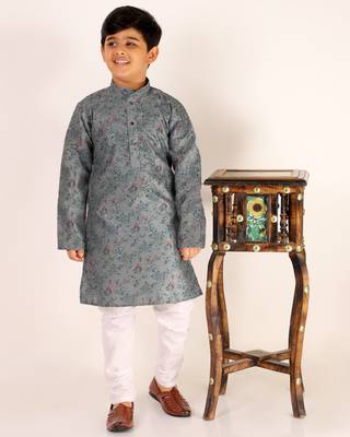Grey Stripes SIlk Jacquard Kurta Pajama Set // Traditional Wear 5