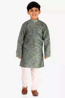 Green Stripes SIlk Jacquard Kurta Pajama Set // Traditional Wear
