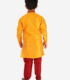 Yellow Stripes SIlk Jacquard Kurta Pajama Set // Traditional Wear