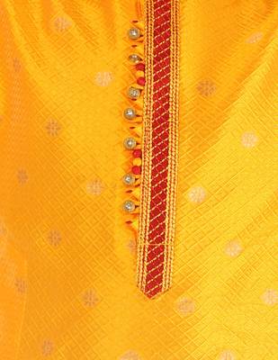 Yellow Stripes SIlk Jacquard Kurta Pajama Set // Traditional Wear 3