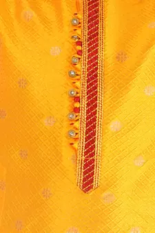 Yellow Stripes SIlk Jacquard Kurta Pajama Set // Traditional Wear