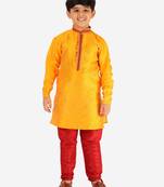 Yellow Stripes SIlk Jacquard Kurta Pajama Set // Traditional Wear