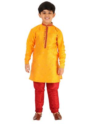 Yellow Stripes SIlk Jacquard Kurta Pajama Set // Traditional Wear 5