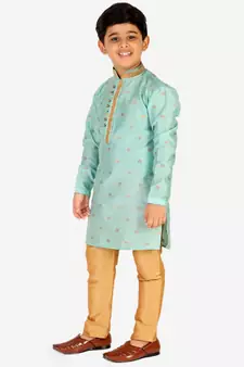 Multicolor Stripes SIlk Jacquard Kurta Pajama SetTraditional Wear