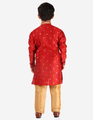 Maroon Stripes SIlk Jacquard Kurta Pajama Set // Traditional Wear 1