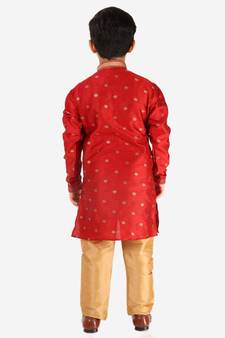 Maroon Stripes SIlk Jacquard Kurta Pajama Set // Traditional Wear