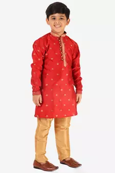 Maroon Stripes SIlk Jacquard Kurta Pajama Set // Traditional Wear