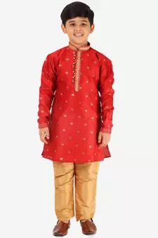 Maroon Stripes SIlk Jacquard Kurta Pajama Set // Traditional Wear