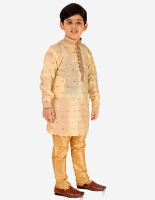 Gold Stripes SIlk Jacquard Kurta Pajama Set // Traditional Wear 2