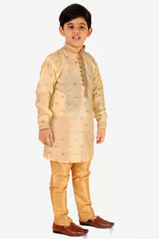 Gold Stripes SIlk Jacquard Kurta Pajama Set // Traditional Wear