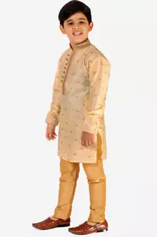 Gold Stripes SIlk Jacquard Kurta Pajama Set // Traditional Wear