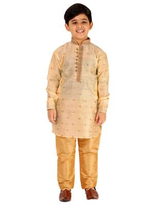 Gold Stripes SIlk Jacquard Kurta Pajama Set // Traditional Wear 5
