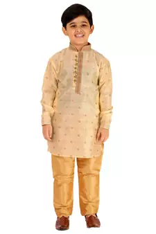 Gold Stripes SIlk Jacquard Kurta Pajama Set // Traditional Wear