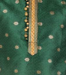 Green Stripes SIlk Jacquard Kurta Pajama Set // Traditional Wear