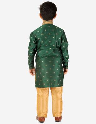 Green Stripes SIlk Jacquard Kurta Pajama Set // Traditional Wear 3